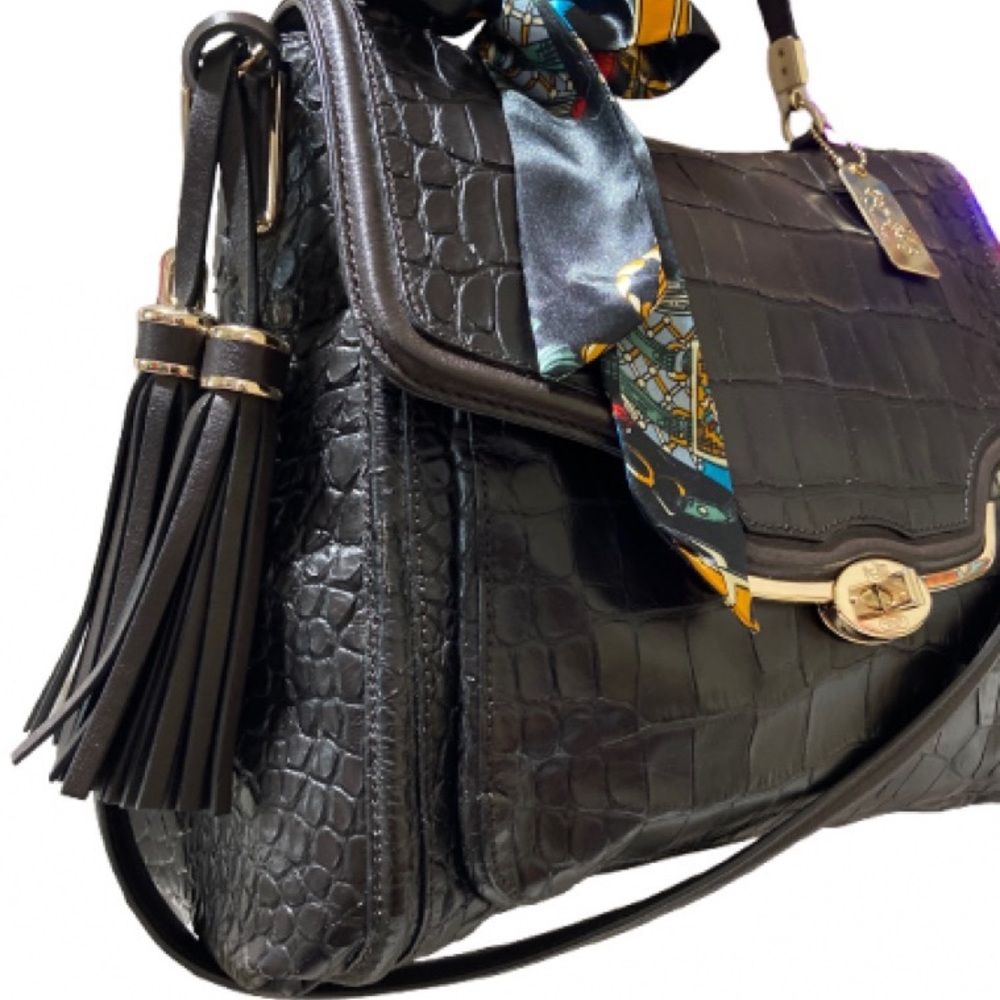 Coach Madison embossed crocodile, Like new, with care card (dark brown) - Picture 2 of 7